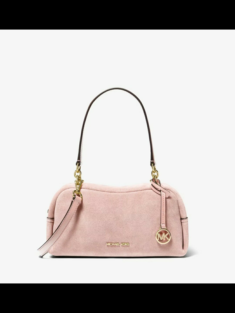 Michael Kors Blush Suede Shoulder Bag with MK Pendant